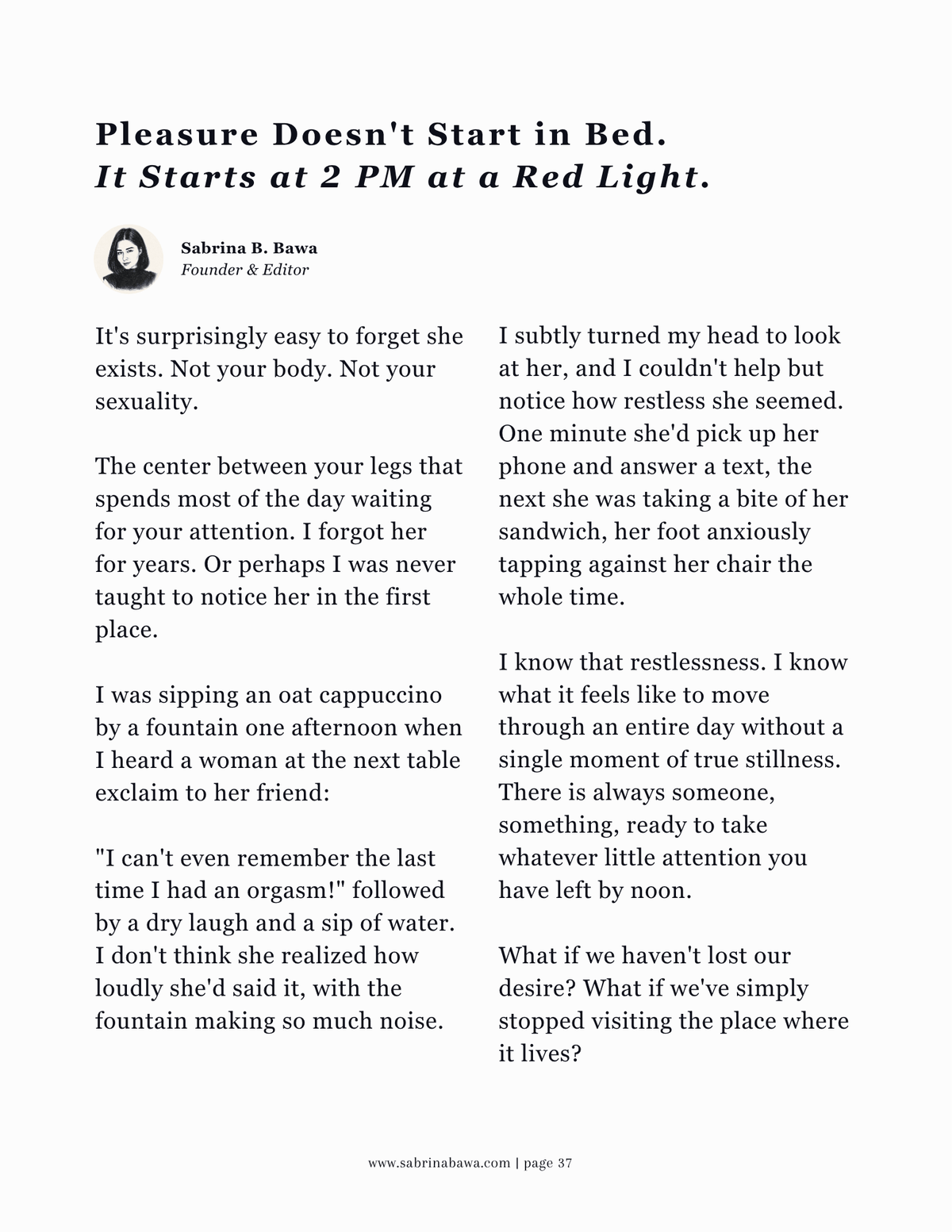 A page from SABRINA Magazine